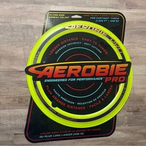 Aerobie Pro Ring Outdoor Flying Disc - Neon Yellow  13"  - Frisbee Super Disc